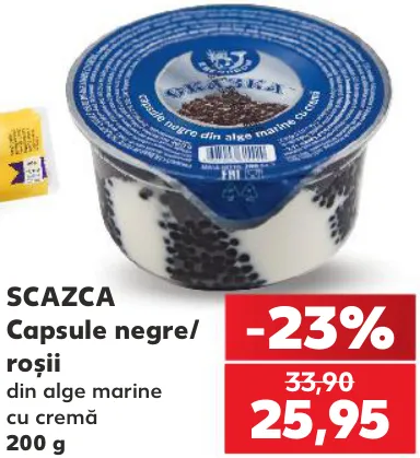 SCAZCA Capsule negre/roșii din alge marine cu cremă, 200 g