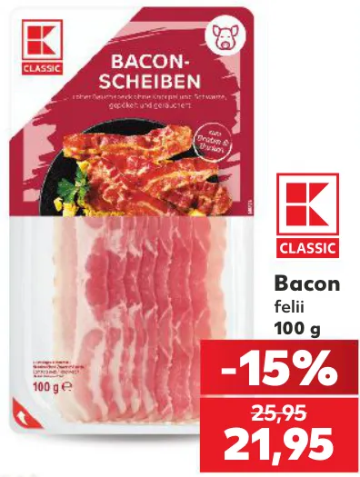 K-CLASSIC Bacon felii, 100 g