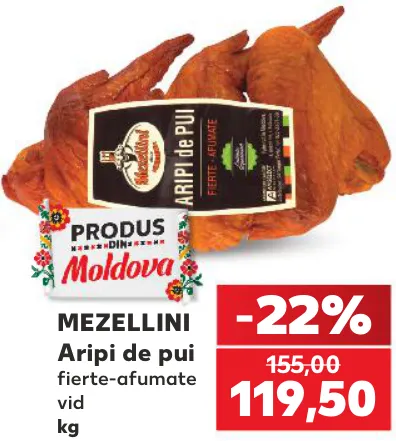 MEZELLINI Aripi de pui fierte și afumate, ambalate în vid, kg