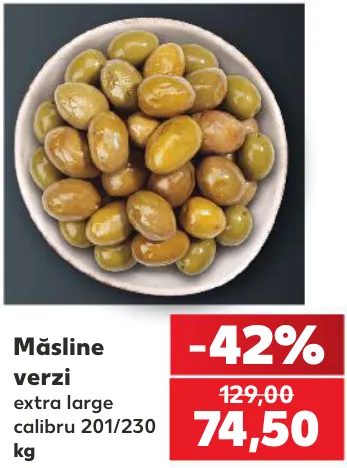Măsline verzi extra large, calibru 201/230