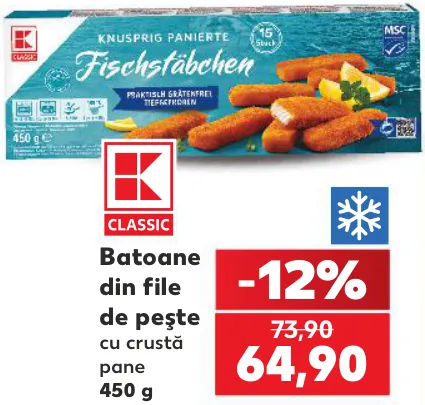K CLASSIC Batoane pane din file de pește, 450 g
