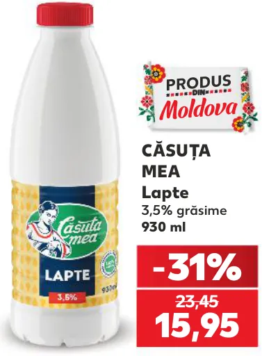 Lapte CĂSUȚA MEA cu 3,5% grăsime, 930 ml