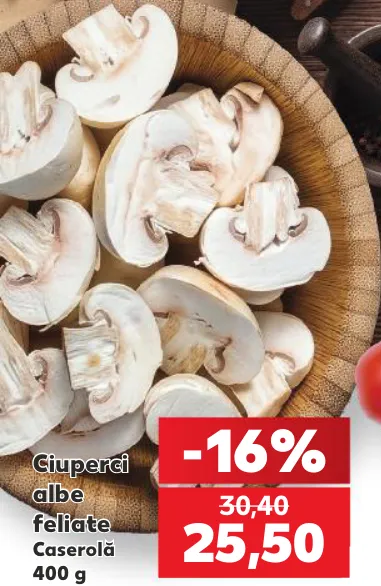 Ciuperci albe feliate, 400 g