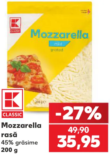 Mozzarella rasă K-CLASSIC, 200 g