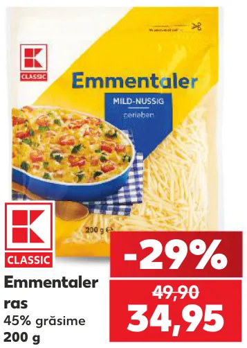 Emmentaler ras K-CLASSIC, 200 g