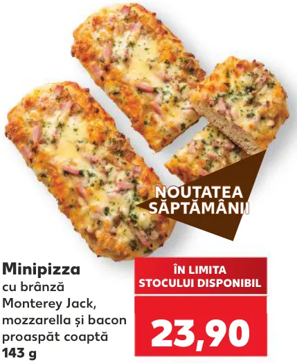 Minipizza cu brânză Monterey Jack, mozzarella și bacon, 143 g