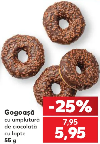 Gogoașă cu umplutură de ciocolată cu lapte, 55 g