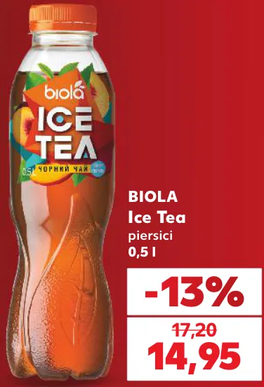 Ceai rece cu piersici BIOLA, 0,5 l