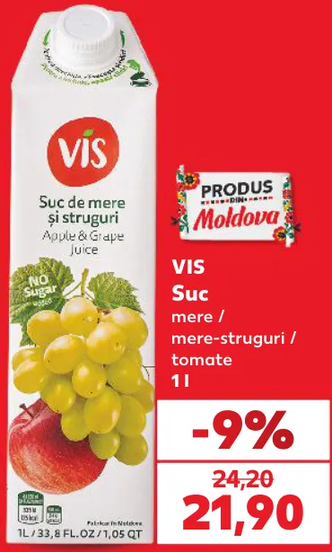 Suc VIS de mere/mere și struguri/tomate, 1 l