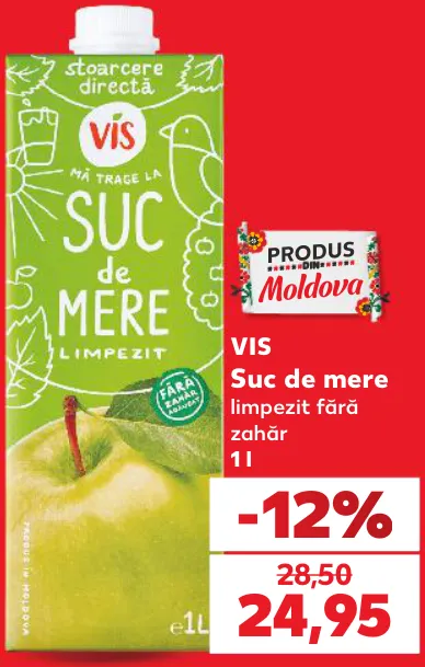 Suc de mere limpezit VIS fără zahăr, 1 l