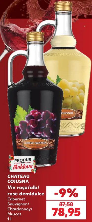 CHATEAU COJUSNA Vin demidulce roșu / alb / rosé, Cabernet Sauvignon / Chardonnay / Muscat, 1 l