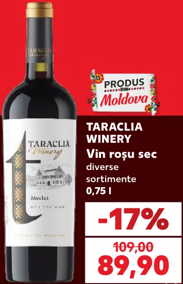 TARACLIA WINERY Vin roșu sec, 0,75 l