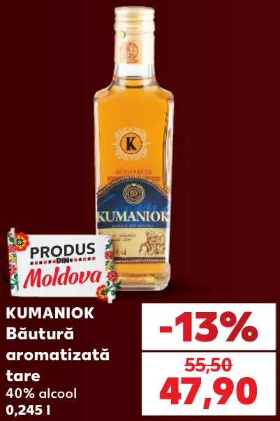 Băutură aromatizată tare KUMANIOK, 40% alcool, 0,245 l