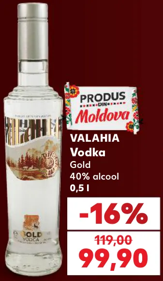 Vodcă VALAHIA Gold, 40% alcool, 0,5 l