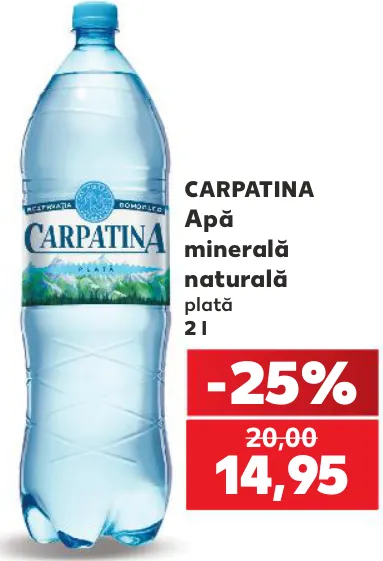 CARPATINA Apă minerală naturală plată, 2 l