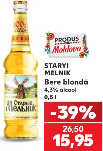 STARYI MELNIK bere blondă, 4,3% alcool, 0,5 l