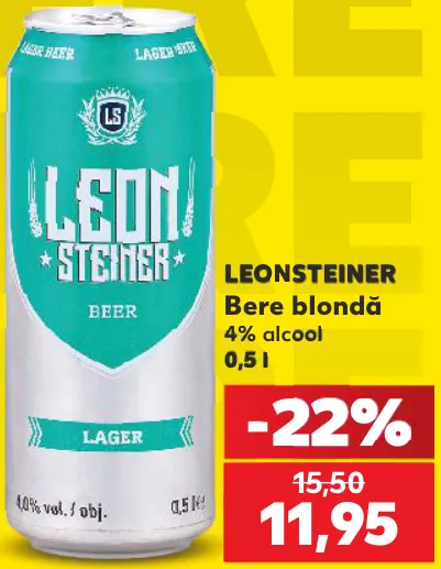 LEONSTEINER Bere blondă, 4% alcool, 0,5 l