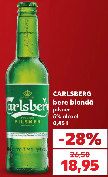 CARLSBERG Bere blondă pilsner, 0,45 l
