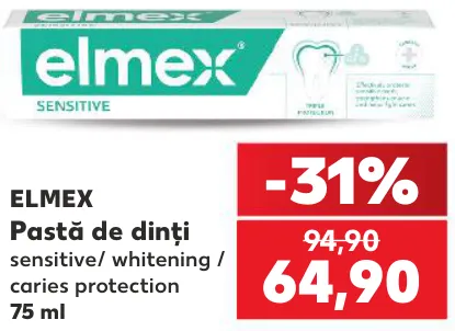 Pastă de dinți ELMEX Sensitive/Whitening/Caries Protection, 75 ml