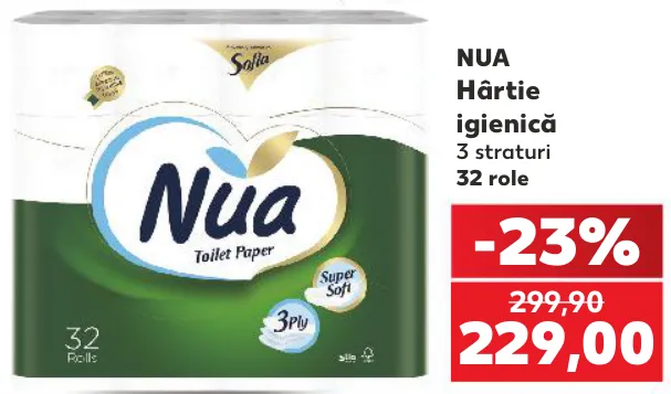 NUA Hârtie igienică, 3 straturi, 32 de role