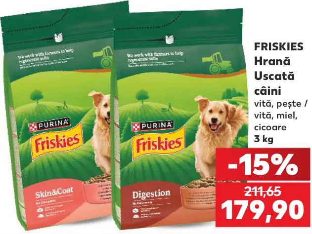 FRISKIES Hrană uscată pentru câini, vită, pește / vită, miel, cicoare, 3 kg