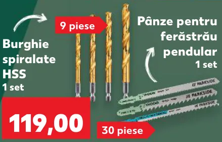 PARKSIDE Burghie spiralate HSS, 9 piese, 1 set / pânze pentru ferăstrău pendular, 30 de piese, 1 set