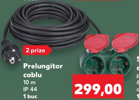 PARKSIDE prelungitor cu cablu de 10 m, IP 44, 2 prize, 1 buc.