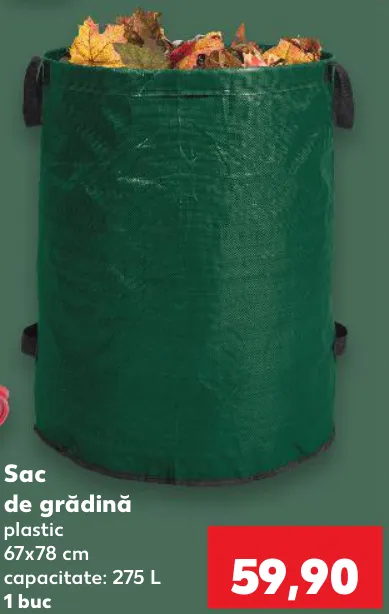 Sac de grădină PARKSIDE din plastic, 67 × 78 cm, capacitate 275 l, 1 buc.