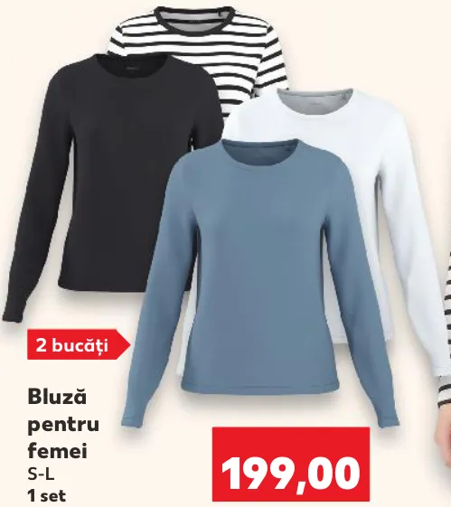 esmara Bluză pentru femei, 2 bucăți, mărimi S–L, 1 set