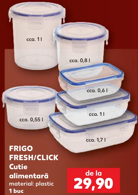 Cutie alimentară FRIGO FRESH/CLICK, cca. 0,55 / 0,6 / 0,8 / 1 / 1,7 l, 1 buc.