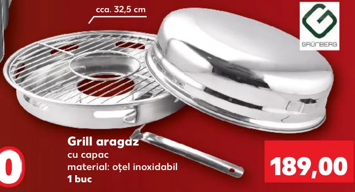 Grill pentru aragaz GRÜNBERG cu capac, 1 buc.