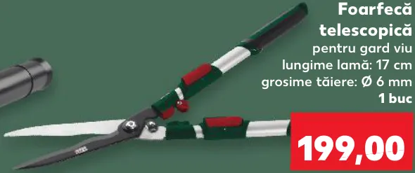 PARKSIDE Foarfecă telescopică pentru gard viu, lungimea lamei 17 cm, grosimea de tăiere Ø 6 mm, 1 buc.