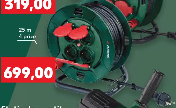 PARKSIDE Prelungitor electric pe rolă, 25 m, 4 prize, 1 buc.
