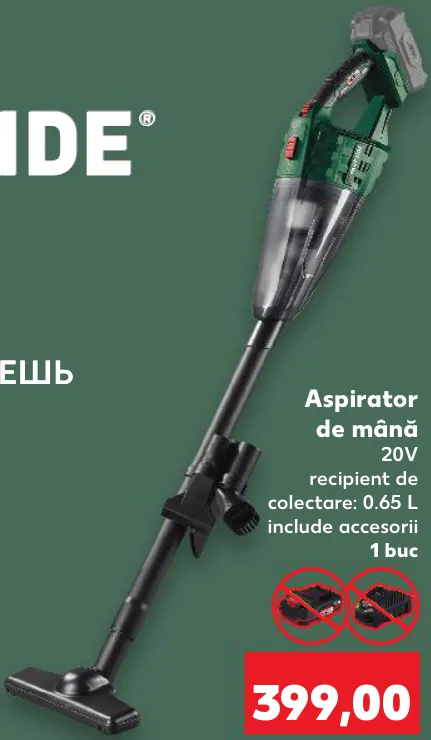 PARKSIDE Aspirator de mână 20 V, recipient de colectare 0,65 l, cu accesorii, 1 buc.