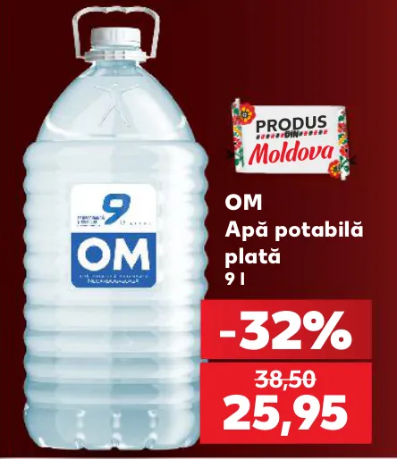 Apă potabilă plată OM, 9 l