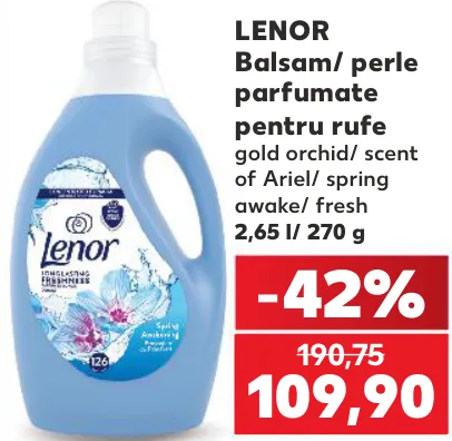 LENOR Balsam de rufe / perle parfumate pentru rufe, Gold Orchid / Scent of Ariel / Spring Awake / Fresh, 2,65 l / 270 g