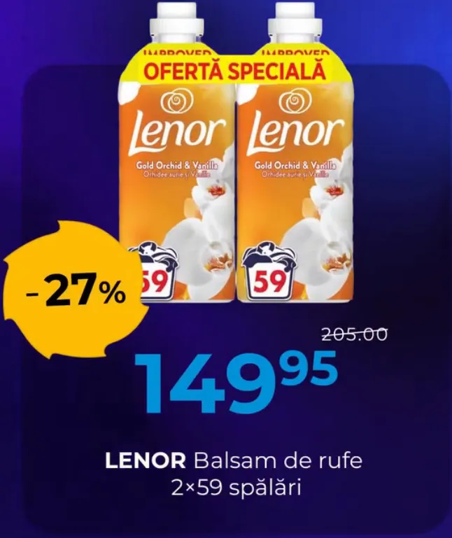 Кондиционер для белья LENOR Gold Orchid & Vanilla, набор 2×59 стирок