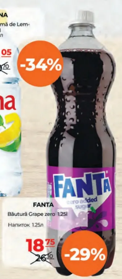 FANTA Напиток Grape Zero, 1,25 л