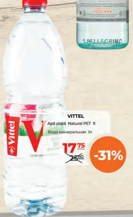 VITTEL негазированная вода Natural PET, 1 л