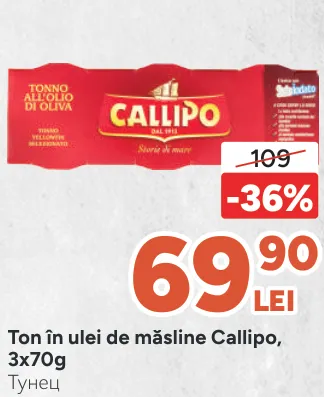 Ton în ulei de măsline Callipo, 3×70 g