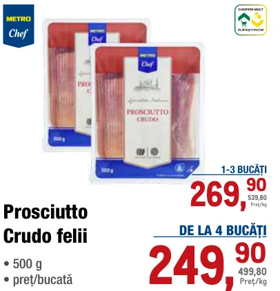 Прошутто крудо METRO Chef, ломтики, 500 г