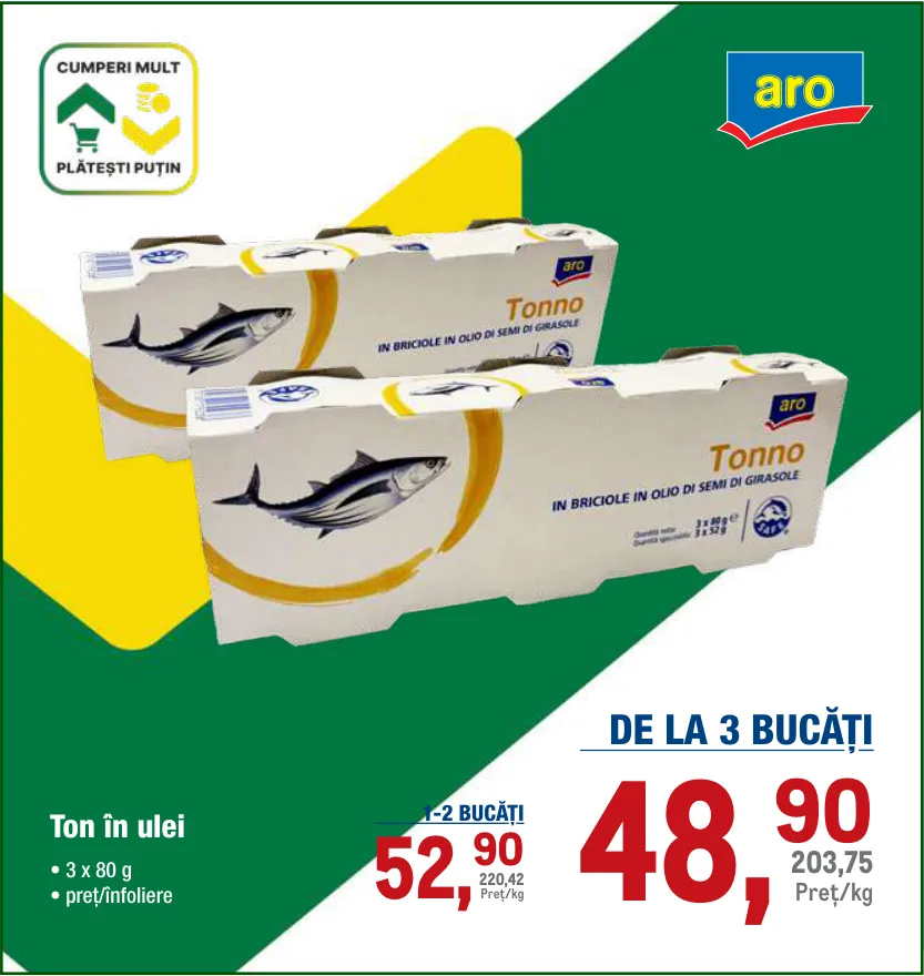 aro, тунец в масле, 3 × 80 г