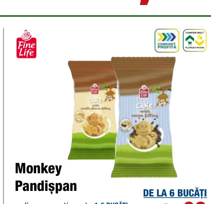 Fine Life Monkey, бисквит, в ассортименте, 30 г