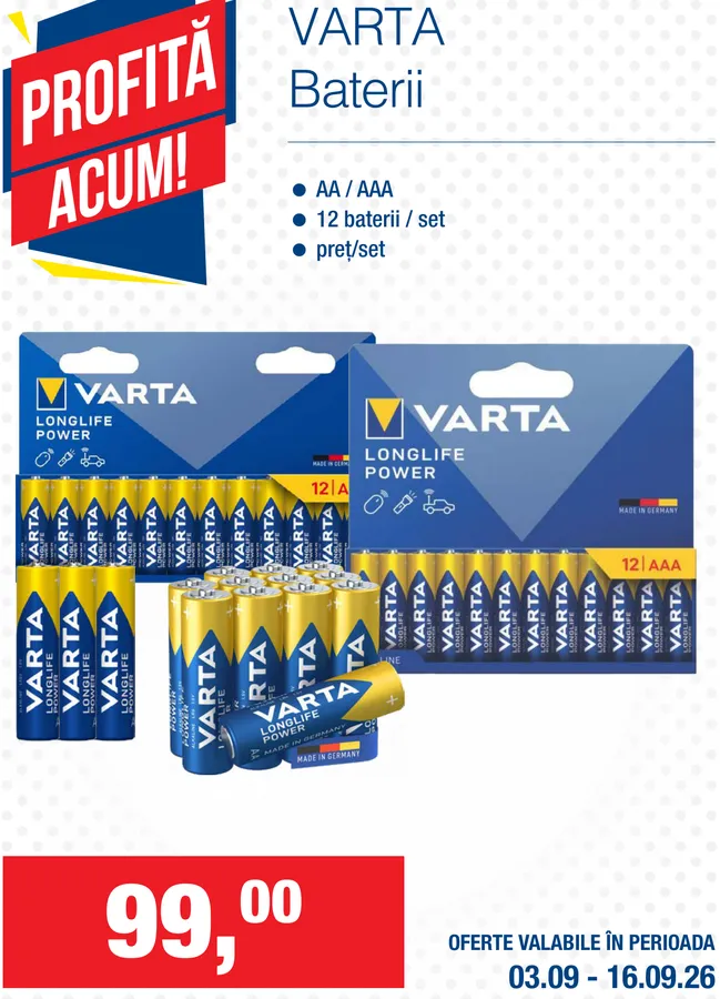 Батарейки VARTA LONGLIFE POWER AA/AAA, 12 шт. в комплекте