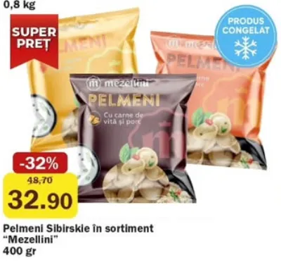 Pelmeni Sibirskie „Mezellini”, în sortiment, 400 g