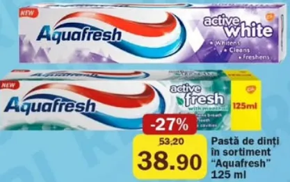 Pastă de dinți Aquafresh, în sortiment, 125 ml
