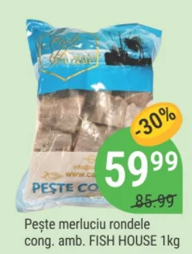 Замороженные стейки хека FISH HOUSE в упаковке, 1 кг