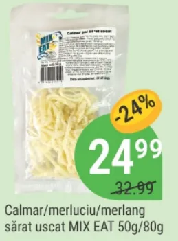 MIX EAT Кальмар, хек или меланг, солёные и сушёные, 50/80 г