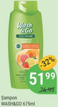 Шампунь WASH&GO, 675 мл