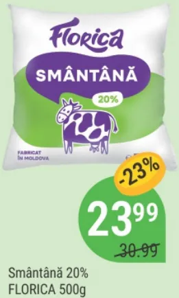 Smântână FLORICA, 20%, 500 g
